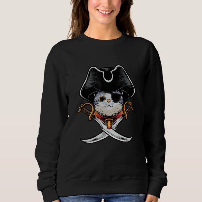 Sudadera Pirate Cat Pirate   Jolly Roger Cat Kitten (Anverso)