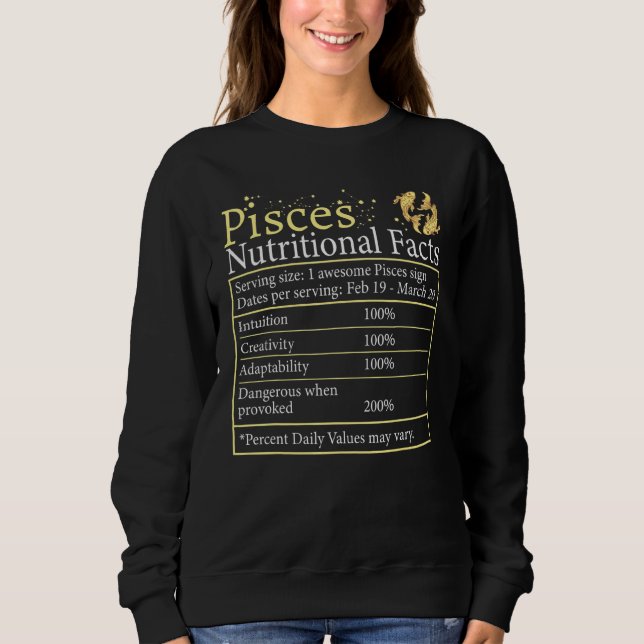Sudadera Pisces Nutrición Astrología Zodiac Rótulo Horóscop (Anverso)