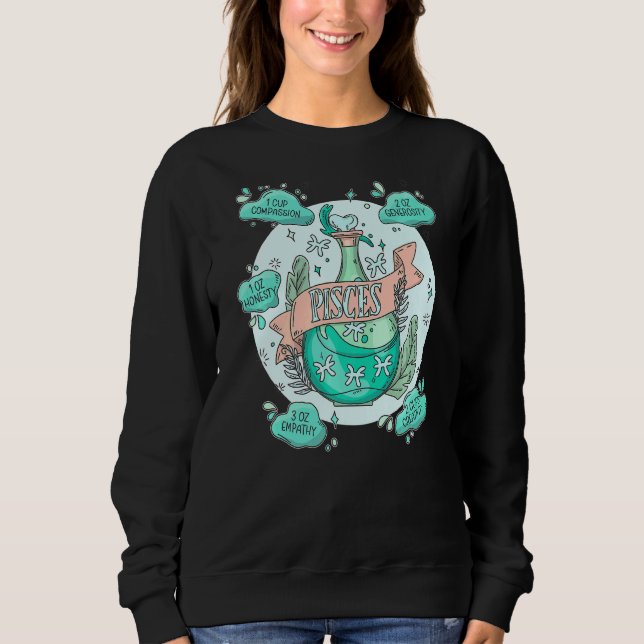 Sudadera Piscis Potion Con Ingredientes Astrología Mágica (Anverso)