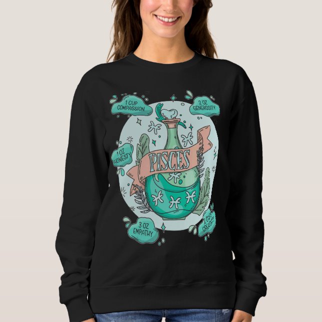 Sudadera Piscis Potion Con Ingredientes Astrología Mágica (Anverso)