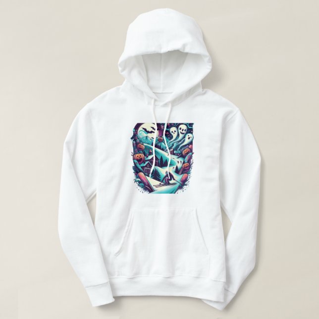 Sudadera Pista de esquí con fantasmas de Halloween (Diseño del anverso)