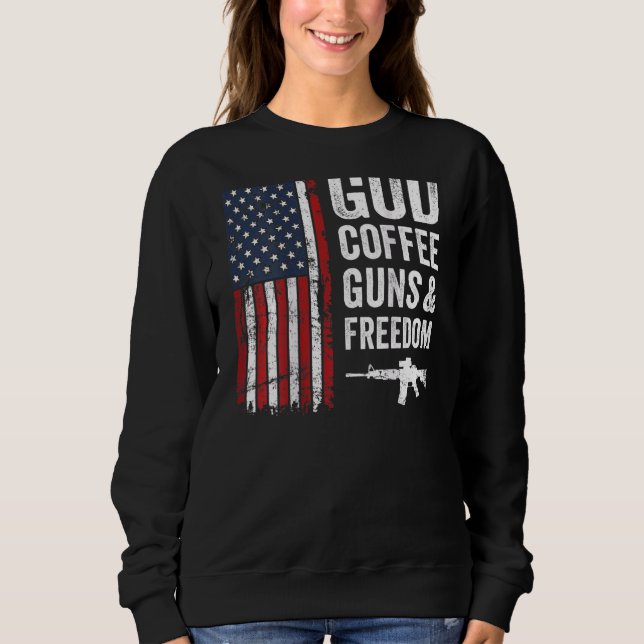 Sudadera Pistolas De Café De Dios Y Libertad A Ee.Uu. Pro G (Anverso)