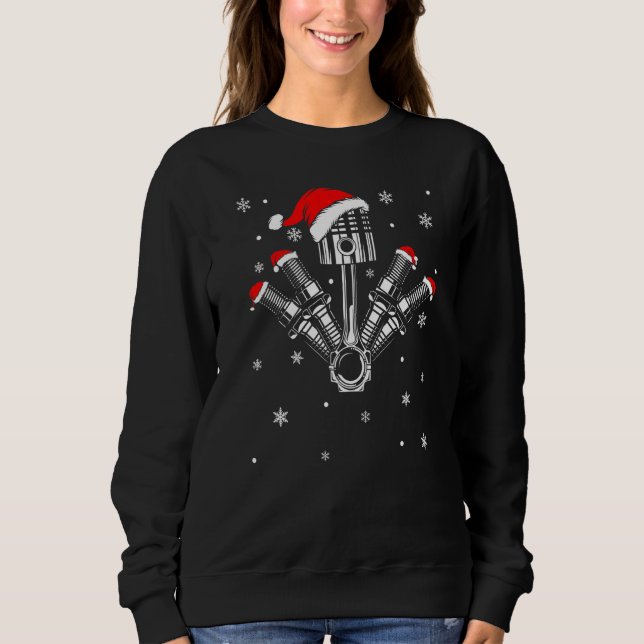 Sudadera Piston Auto Plug Santa Hat Bike Car Mechanic Chris (Anverso)