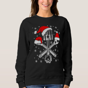 Sudadera Piston Wrench Santa Hat Car Mechanma Ugly Christma