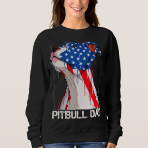 Sudadera Pitbull 4 De Julio Hombres Pitbull Dad American Fl