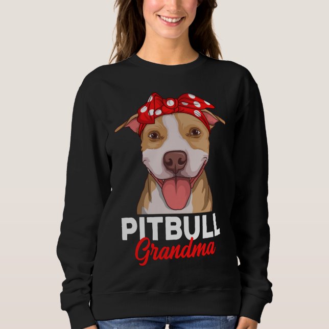 Sudadera Pitbull Abuela Pittie Perro Mamá Divertida Mujeres (Anverso)