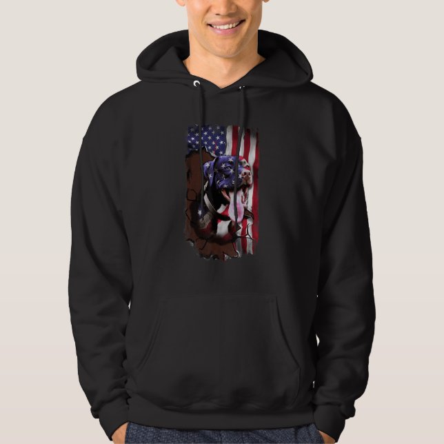 Sudadera Pitbull American Flag Dog 4 De Julio 1 (Anverso)
