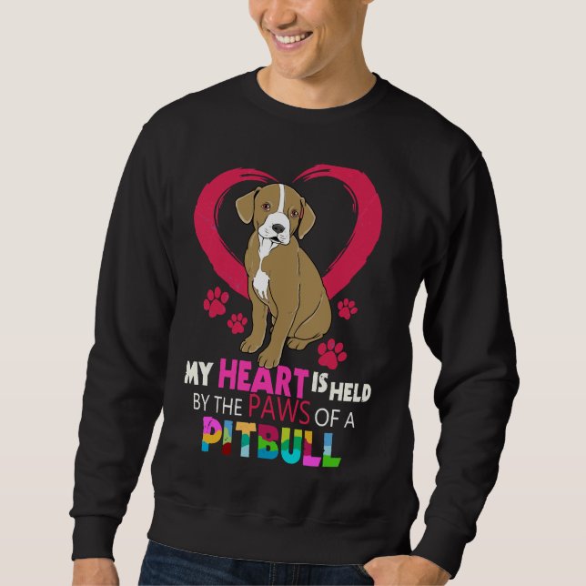 Sudadera Pitbull Bull Terrier Corazón En Los Paws Pitbull (Anverso)