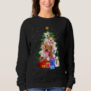 Sudadera Pitbull Christmas Tree Lights Dog