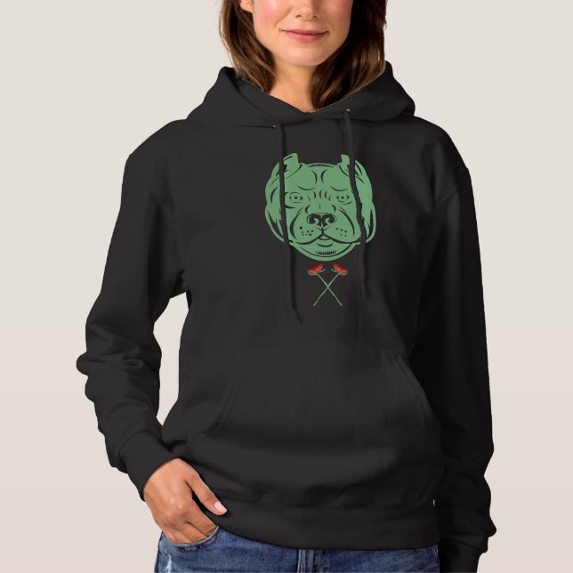 Sudadera Pitbull Con Dos Flores (Anverso)