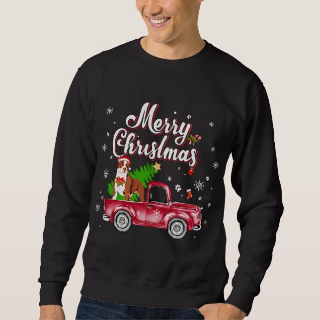 Sudadera Pitbull corre Navidades de Camión Rojo Pajama (Anverso)