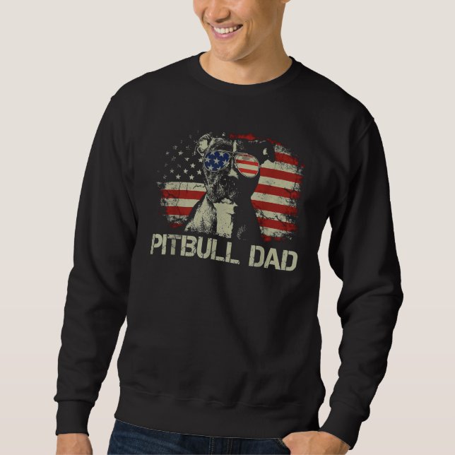 Sudadera Pitbull Dad American Flag 4 De Julio (Anverso)