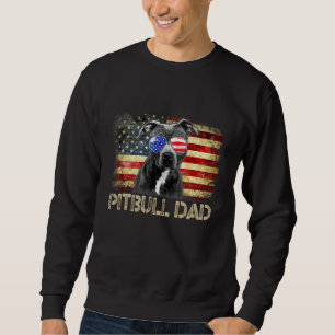 Sudadera Pitbull Dad American Flag 4 de Julio Dog Dad