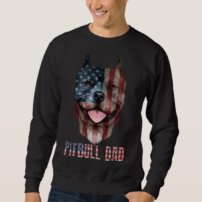 Sudadera Pitbull Dad American Flag 4 De Julio Gracioso Pitt (Anverso)