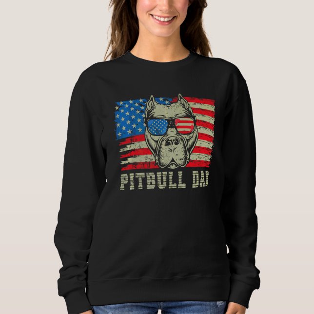 Sudadera Pitbull Dad American Pit Bulldog Bandera Estadouni (Anverso)
