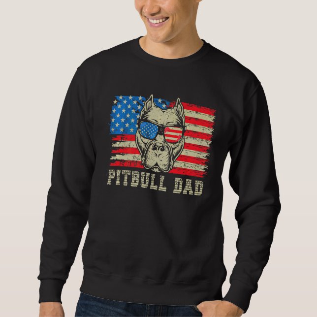 Sudadera Pitbull Dad American Pit Bulldog Bandera Estadouni (Anverso)