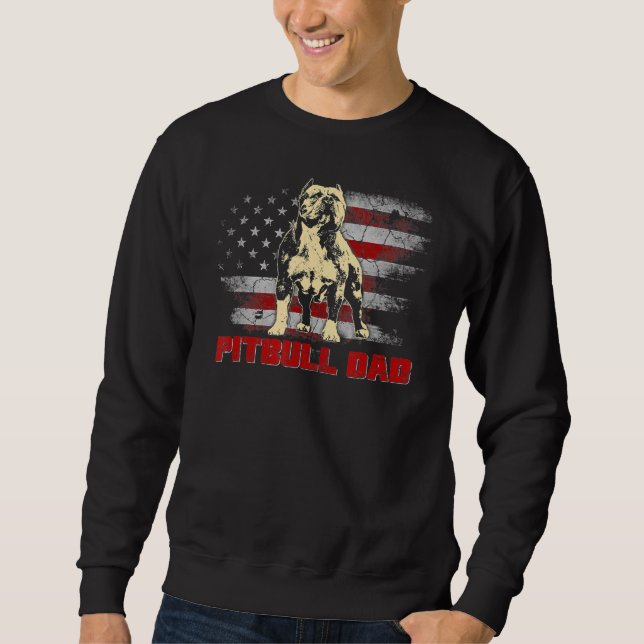 Sudadera Pitbull Dad Dad American Flag Mens Best Pitbull Da (Anverso)
