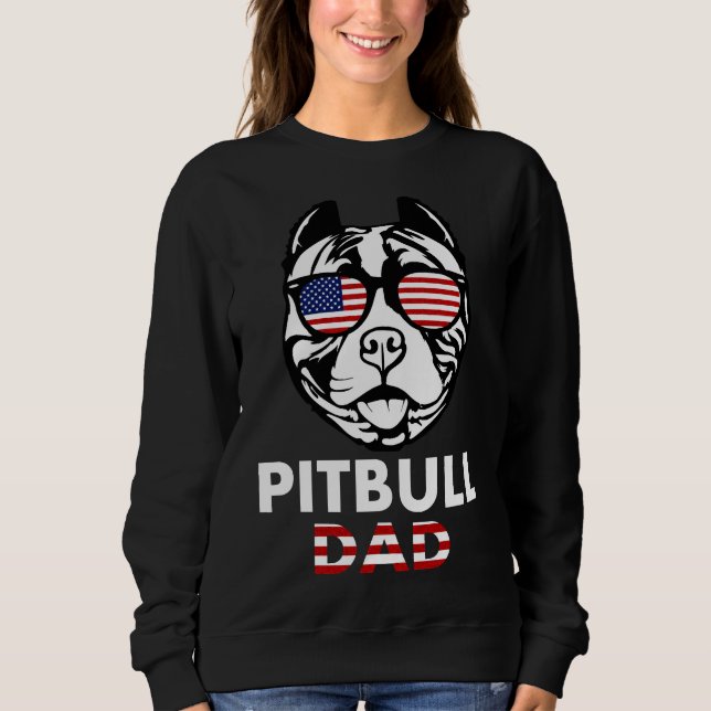 Sudadera Pitbull Dad Pit Bull American Galasses Tees (Anverso)