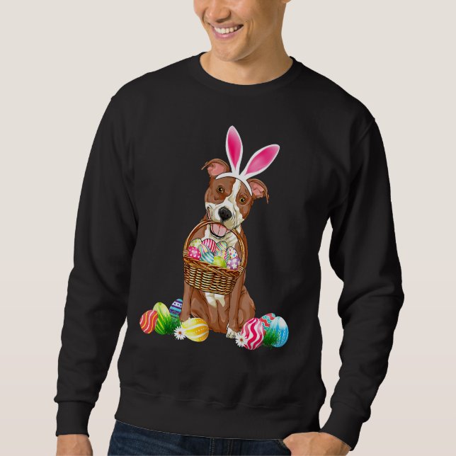 Sudadera Pitbull Día de Pascua Chicas de la cesta de huevos (Anverso)