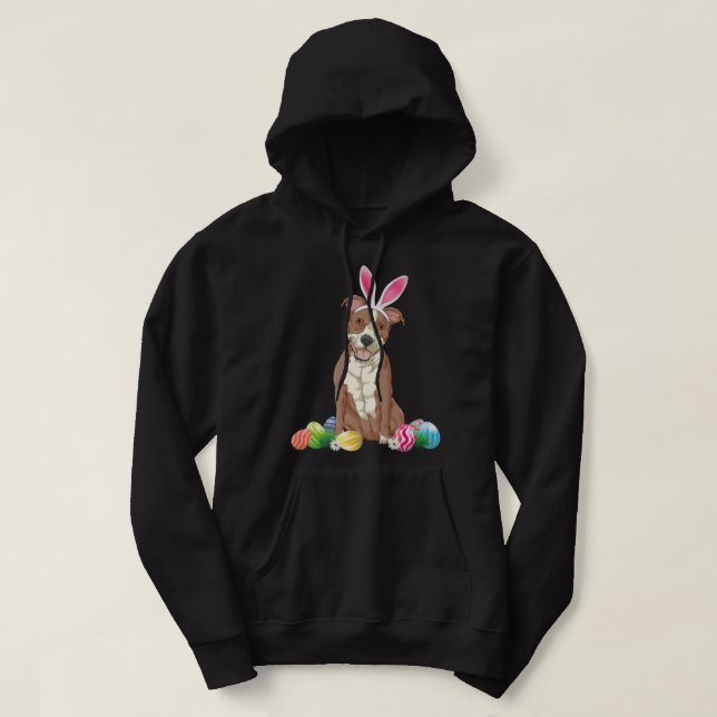Sudadera Pitbull Dog Easter Day Bunny Eggys Pascua B (Diseño del anverso)