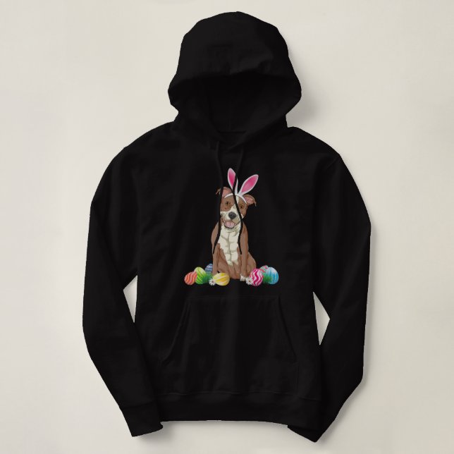 Sudadera Pitbull Dog Easter Day Bunny Eggys Pascua B (Diseño del anverso)