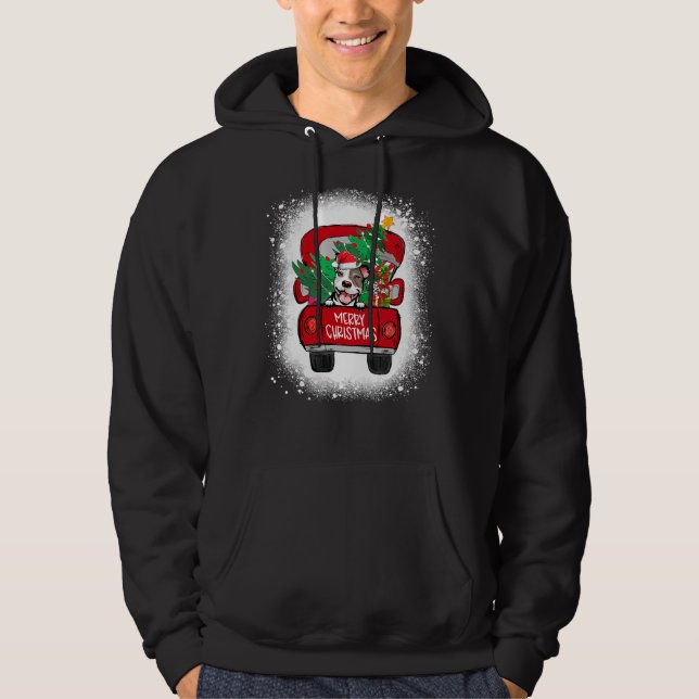 Sudadera Pitbull Dog Red Truck Feliz Navidad (Anverso)