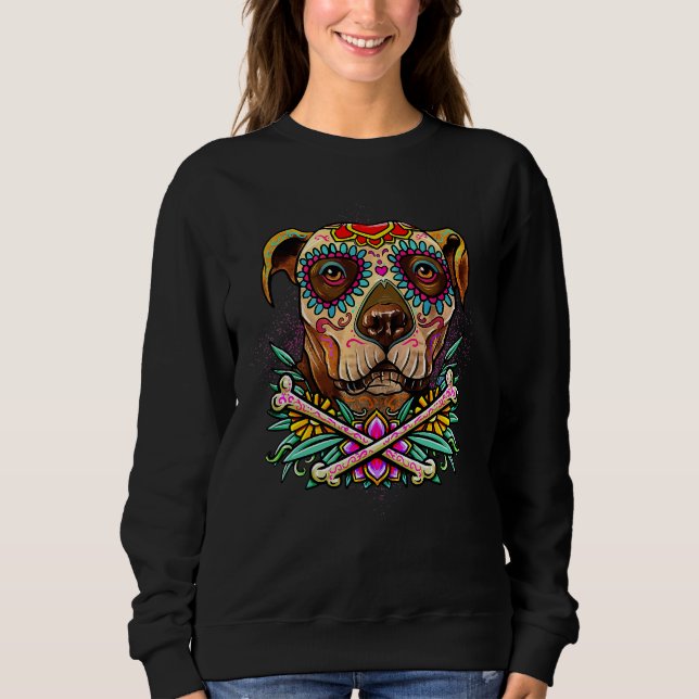 Sudadera Pitbull Dog Sugar Skull Mascota Perro Puppy (Anverso)