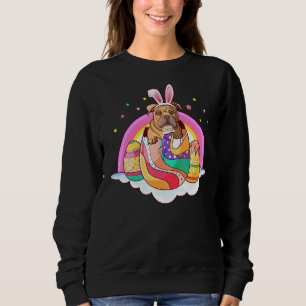 Sudadera Pitbull Easter Bunny Dog Eggs Gracioso Arcoiris