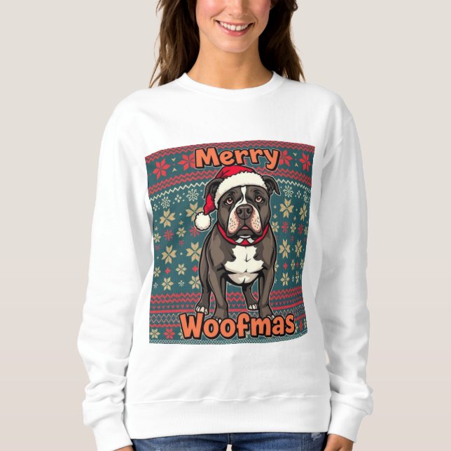 Sudadera Pitbull Feliz Woofmas (Anverso)