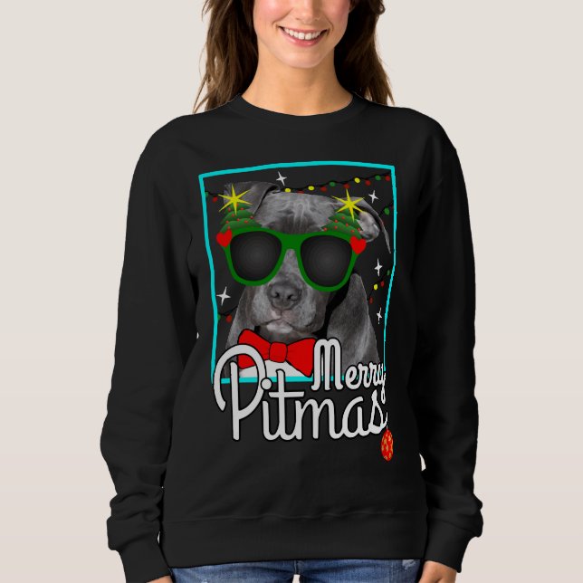 Sudadera Pitbull Funny Pit Bulldog Navidades Merry Pitmas (Anverso)