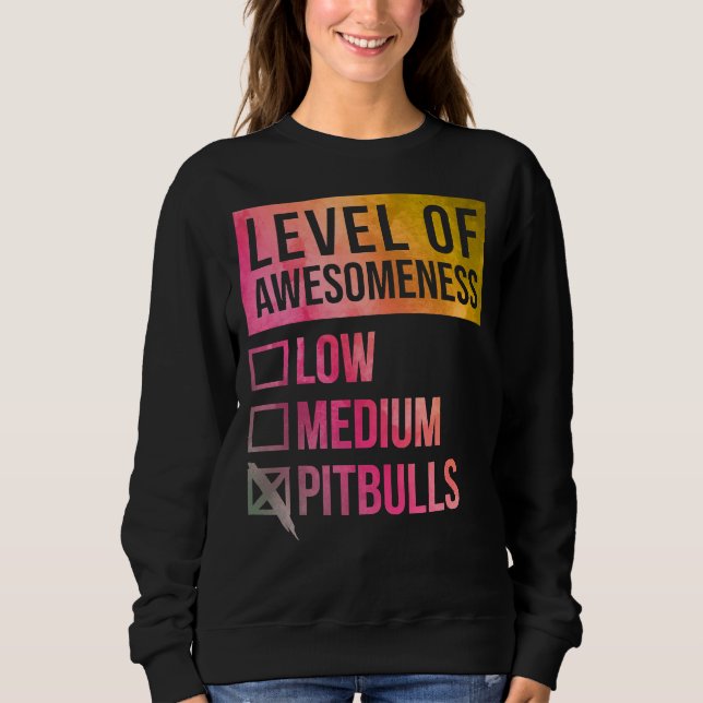 Sudadera Pitbull Gracioso Nivel De Pitbulls En Acuarela (Anverso)
