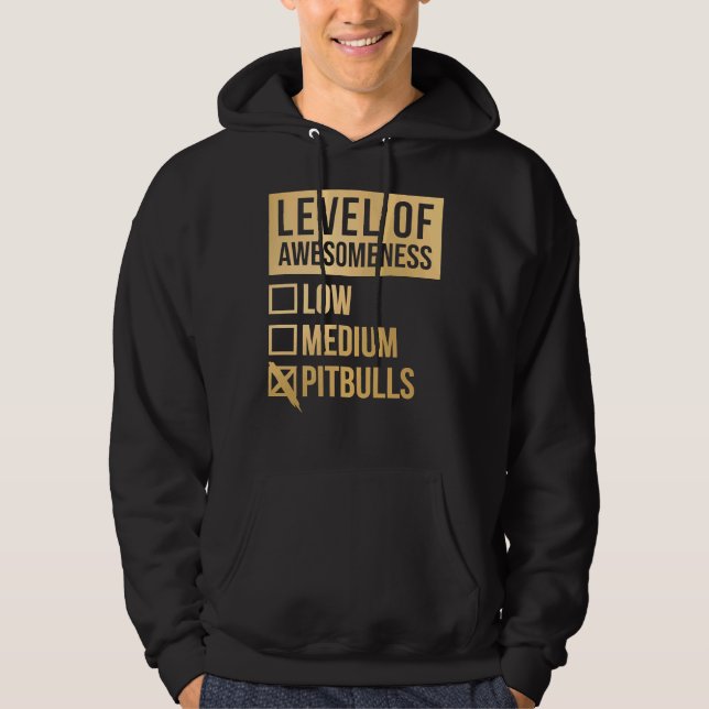 Sudadera Pitbull Gracioso Nivel De Pitbulls En Gold Scoop (Anverso)