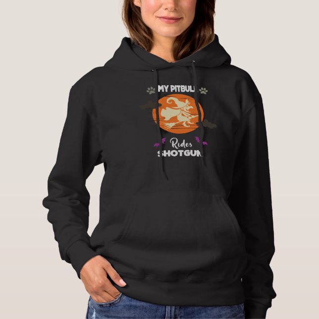 Sudadera Pitbull Halloween Witch Pitbull My Pitbull Rides S (Anverso)