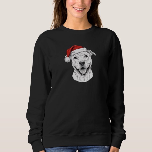 Sudadera Pitbull Hand-Drawn Christmas–Custom Name Dog Gift (Anverso)