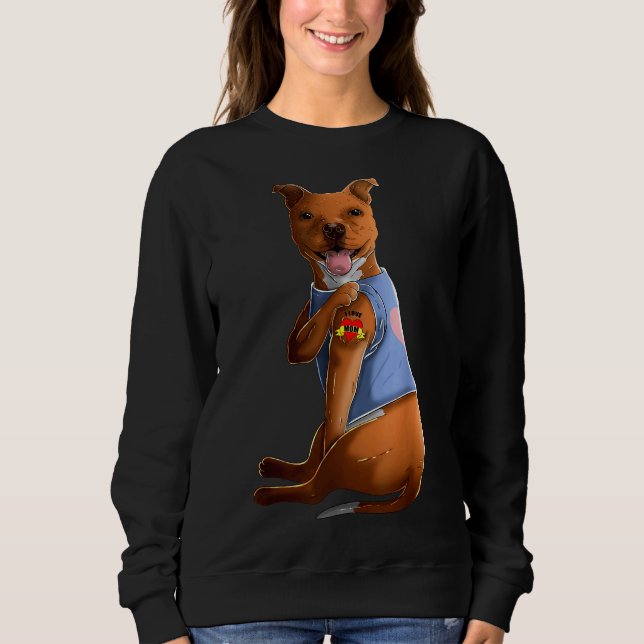 Sudadera Pitbull I Love Mom Funny Pitbull Tattooed 306 (Anverso)
