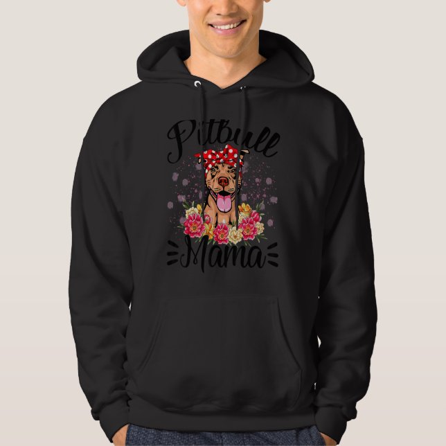 Sudadera Pitbull Mama Florals Cute Dog Mom's Day 1 (Anverso)