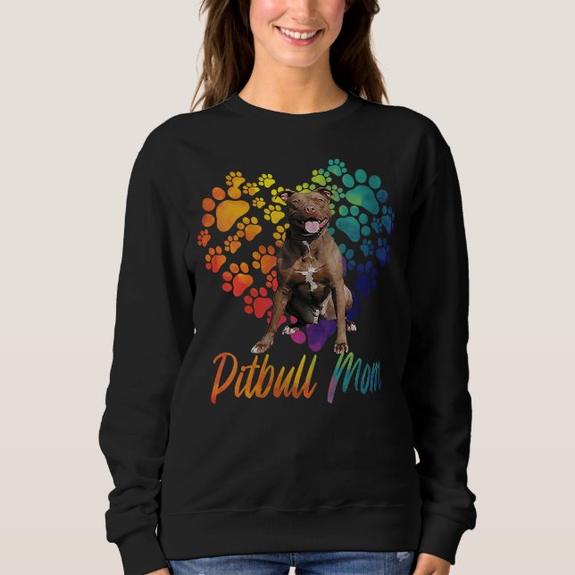 Sudadera Pitbull Mama Funny Dog Lover Pittie Perro Paw (Anverso)