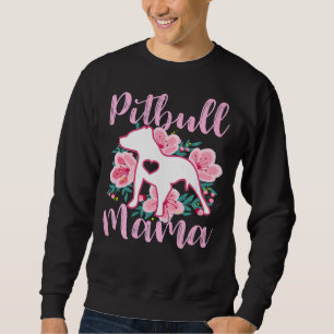 Sudadera Pitbull Mama Pink Flowers Cute Pit Bull Bonito Mom