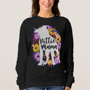 Sudadera Pitbull Mama Purple Flowers Pittie Mom Cute Pit Bu