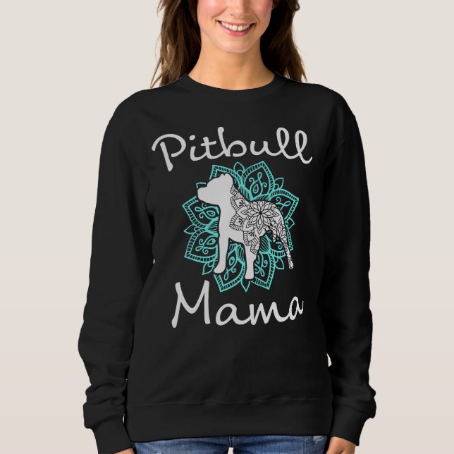 Sudadera Pitbull Mama Womens Mandala Concienciación sobre e (Anverso)