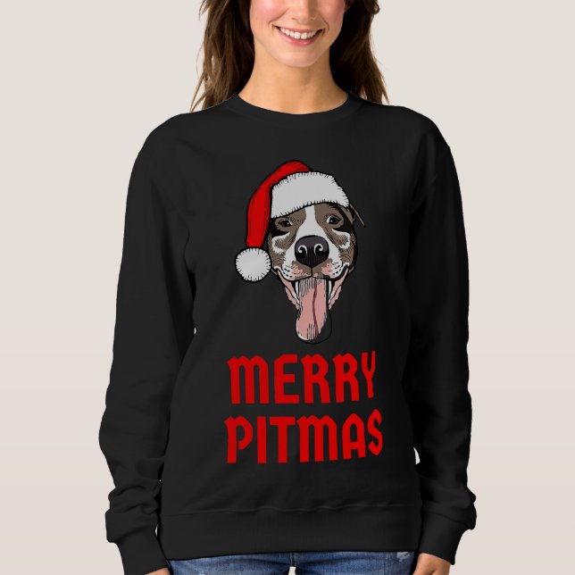 Sudadera Pitbull Merry Pitmas Funny Pitbull Chris (Anverso)
