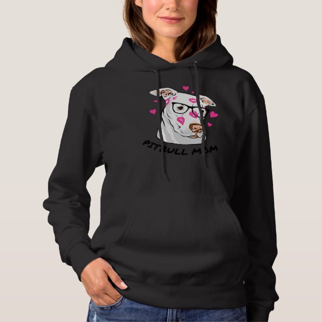 Sudadera Pitbull Mom Besa Usando Gafas (Anverso)