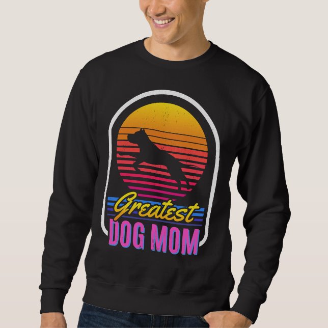 Sudadera Pitbull Mom Vintage Retro Angustiado (Anverso)