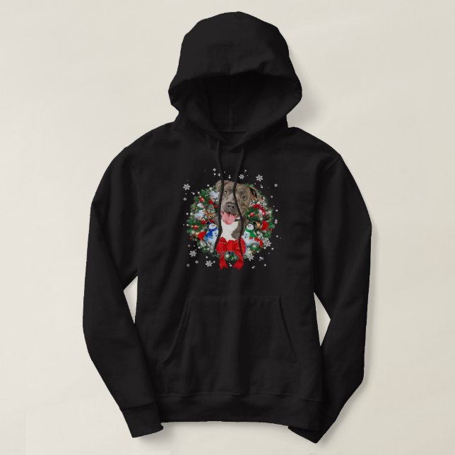 Sudadera Pitbull Perro Pitbull Perro Árbol de Navidad Luces (Diseño del anverso)
