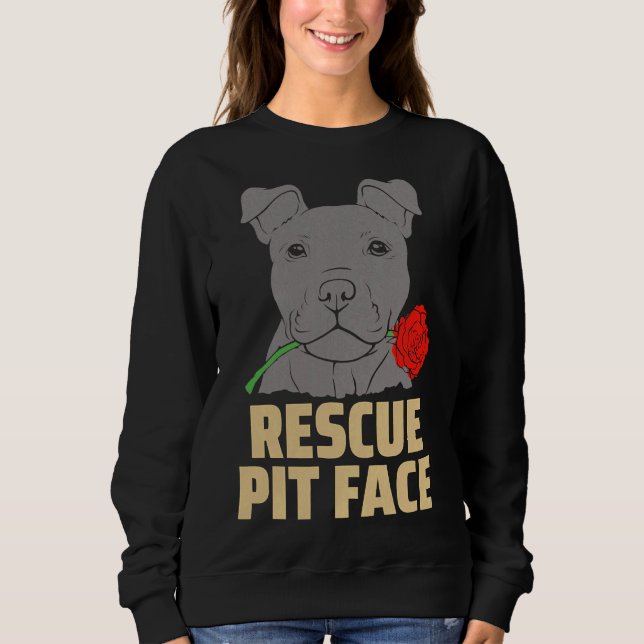 Sudadera Pitbull Rescue Pit Face Funny Cute (Anverso)