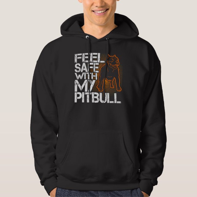 Sudadera Pitbull Se Siente Seguro Con Mi Perro Pitbull Love (Anverso)