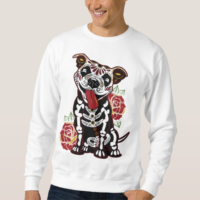 Sudadera Pitbull Sugar Skull para mujeres, hombres Pitbull  (Anverso)