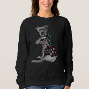 Sudadera Pitbull Tattoo Amo A Mamá Flor Perro Pitbull Lover