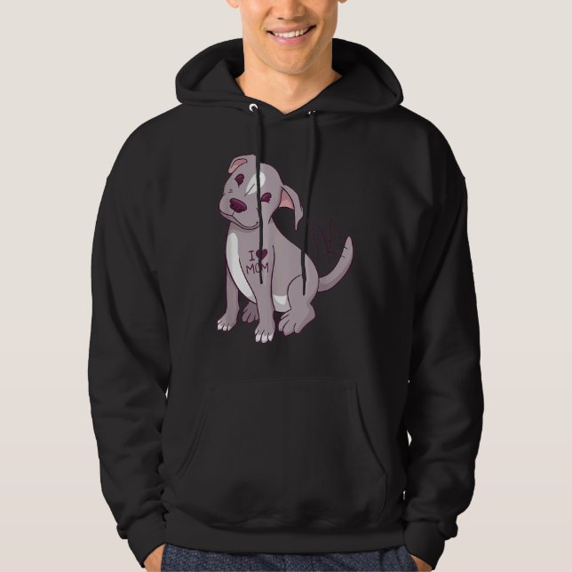Sudadera Pitbull Tattoo I Heart Mom Funny (Anverso)