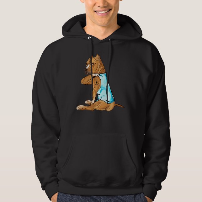 Sudadera Pitbull Tattoos Que Amo A Papá Sentando A Funny Pa (Anverso)
